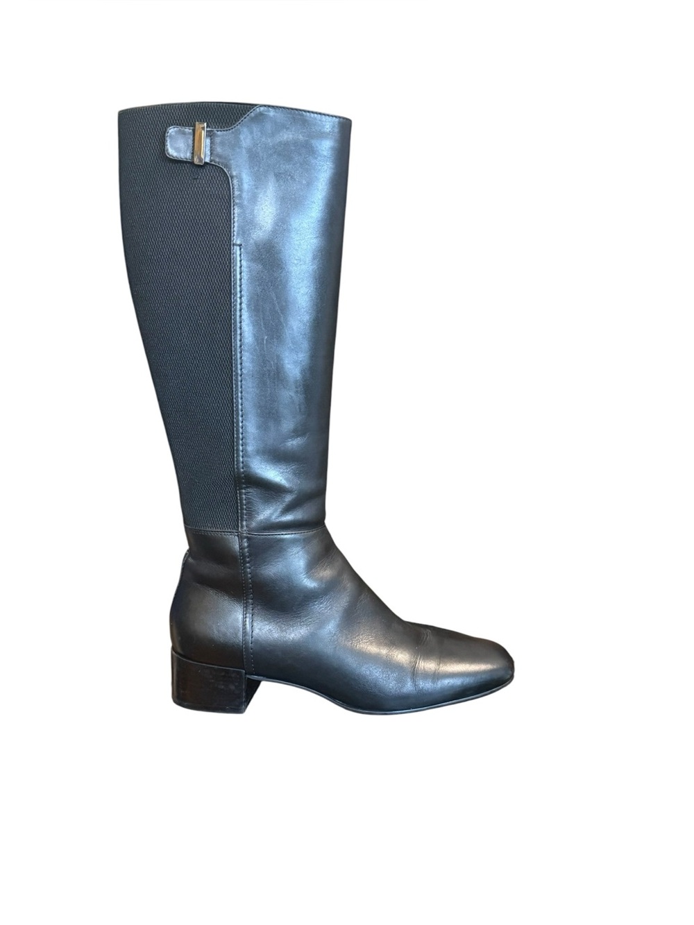 Aquatalia Black Leather Knee-High Stretch Riding Boots Size 10 - Picture 2 of 12